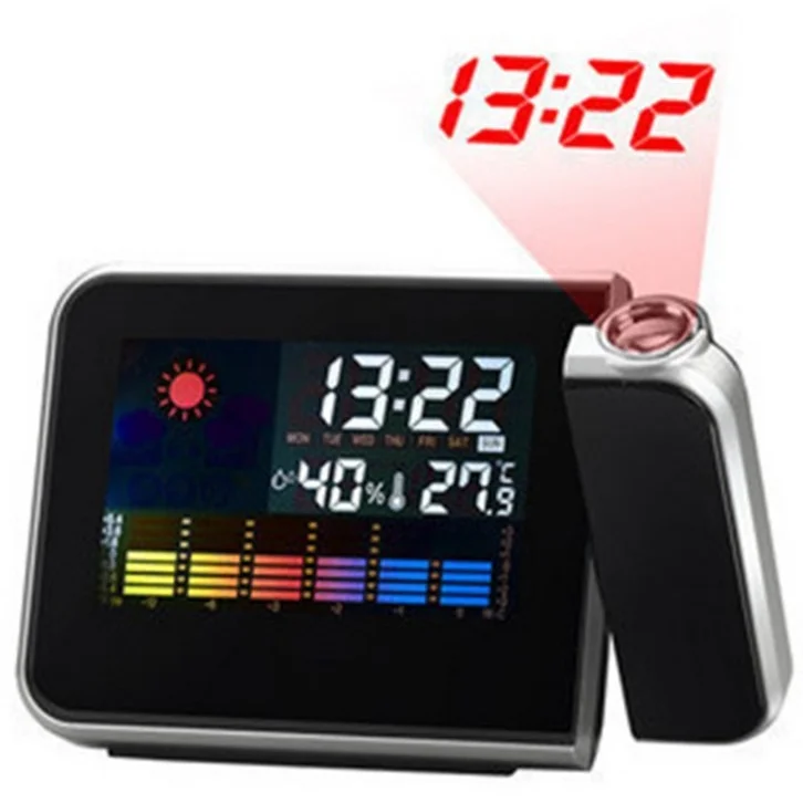 

clock LED color screen weather forecast clock lazy electronic clock perpetual calendar weather station projection alarm clock