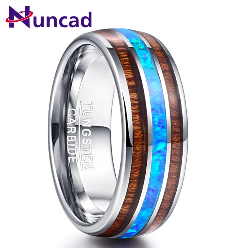 Nuncad 8 мм 100% вольфрам карбид опал кольца элегантный мужской купол акация КоА