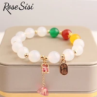 rose sisi chinese style classical bead ladies bracelet for women stone pendant jewelry for women charm bracelets gift for girl