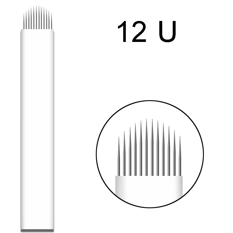 12 U 200 шт. 9 12 14 16 18 штифтов микроблейдинг иглы Permenent макияж татуировки иглы Lamina Agulhas Tebori лезвие для ручного бровей ручка - Габаритные размеры: 12 U