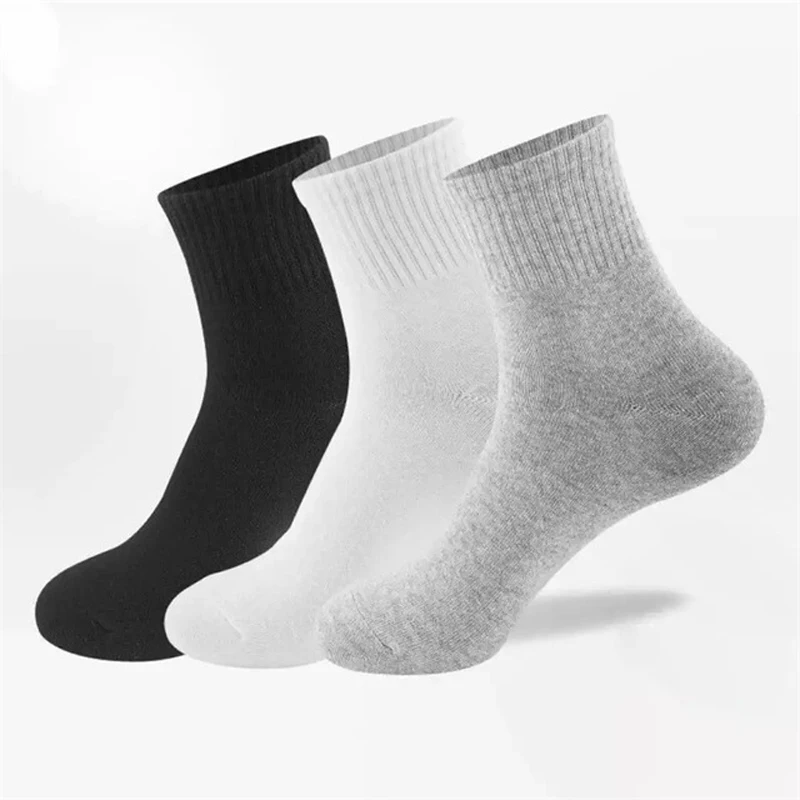 Носки унисекс 10 шт./5 пар, однотонные хлопковые короткие носки для мужчин и женщин, чёрные Белые Серые