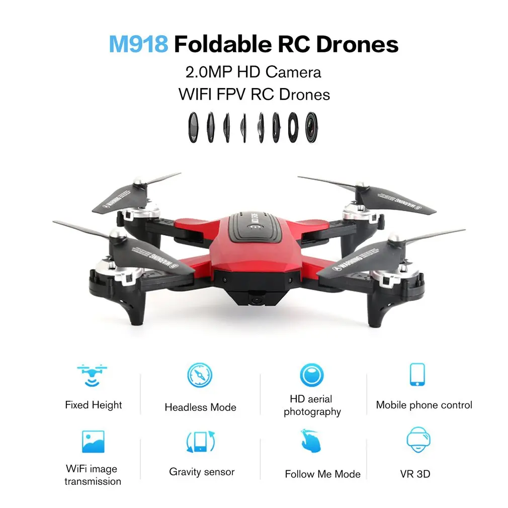 2019 M918 складной Радиоуправляемый Дрон 2.0MP HD камера wifi FPV высота удерживания