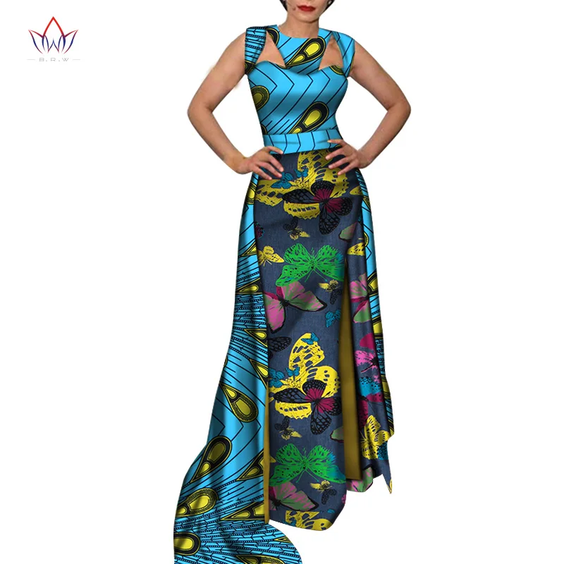 African Dresses for Women Dashiki Sleeveless Hollow Long African Clothes for lady Sweet Traditional Dress for Party WY5818