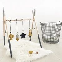 wooden play gym for children holder star pendant stroller baby toy activity game rattle ring newborn home room decoration photo