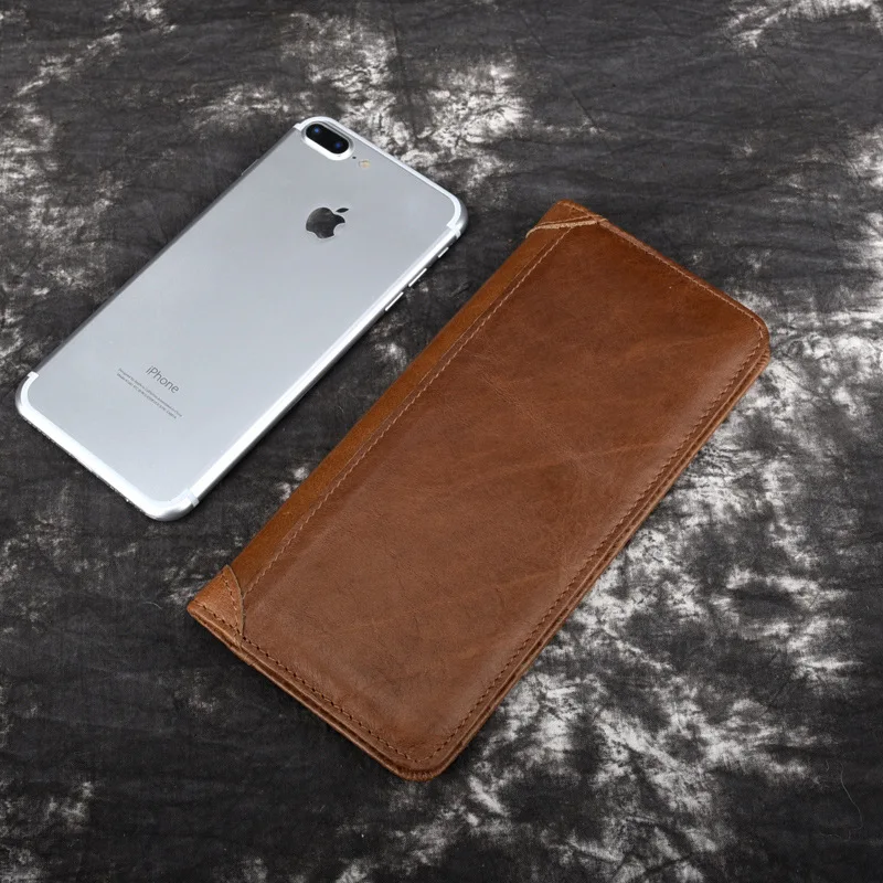 

Мужской бумажник из коровьей кожи, длинный винтажный кошелек для мужчин, кошелек с несколькими отделениями для карт, коричневый цвет