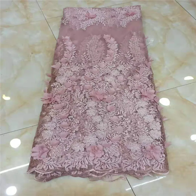 Африканская 3D Ручная работа цветок тюль кружевная ткань 2019 африканская