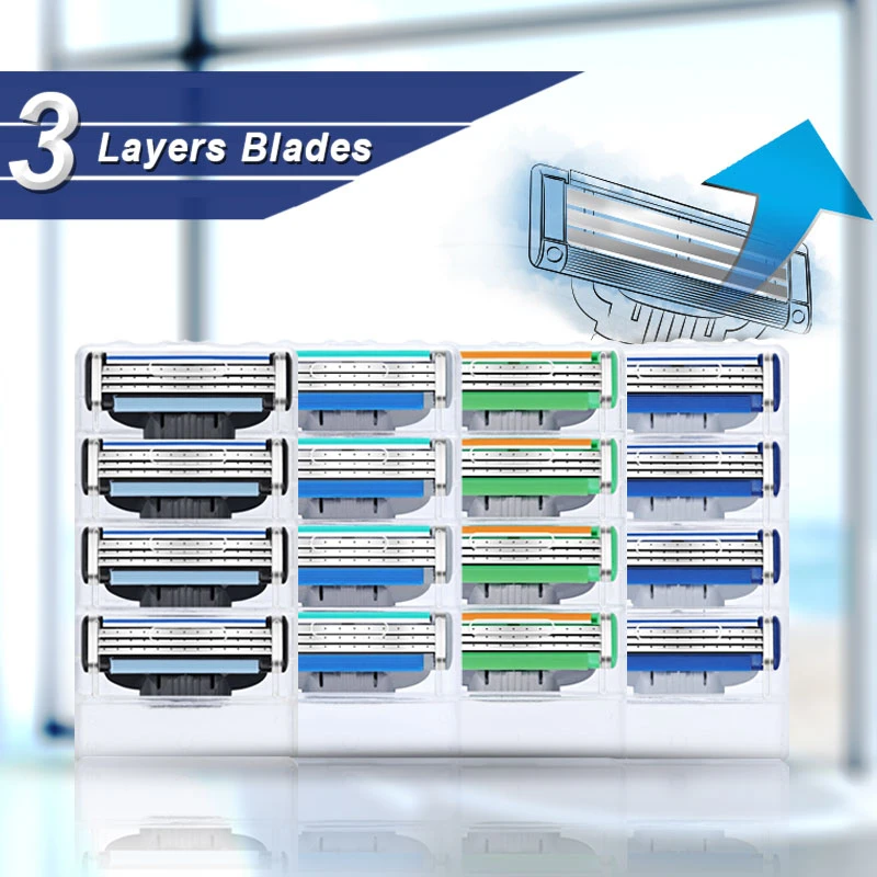 

Shaving Razor Blades For Gillette Mach 3 Turbo Face Shaver Cassettes Replacebale Heads For Men Manual Shave Case For Beard