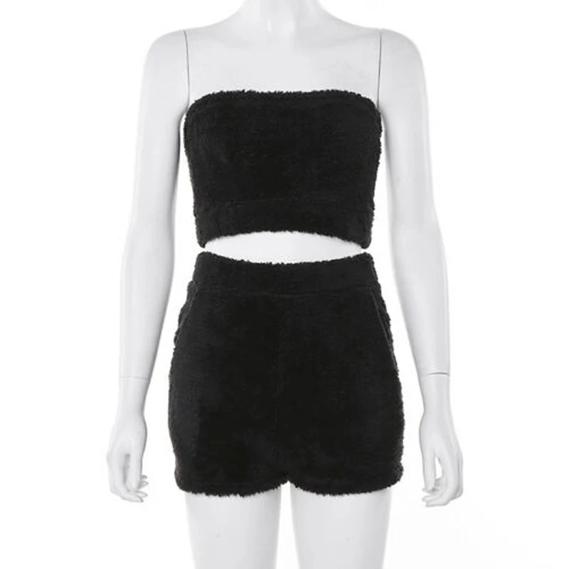 Женский комплект из 2 предметов топ и шорты повседневный однотонный облегающий