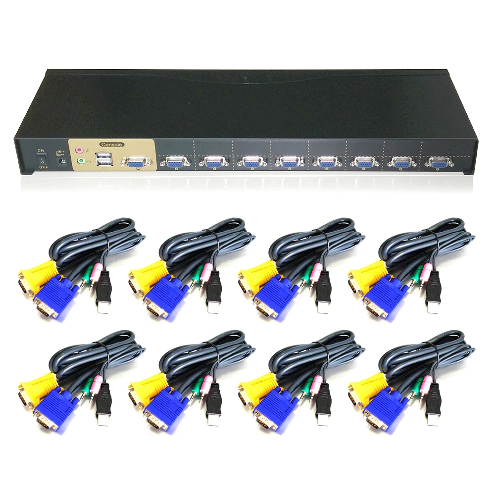 Charmvision VK801A стойка KVMA для DVR NVR хосты автоматический переключатель 8 шт. USB VGA 3,5 мм Аудио Микрофон KVM переключатель клавиатура Горячая-ключ сканирования