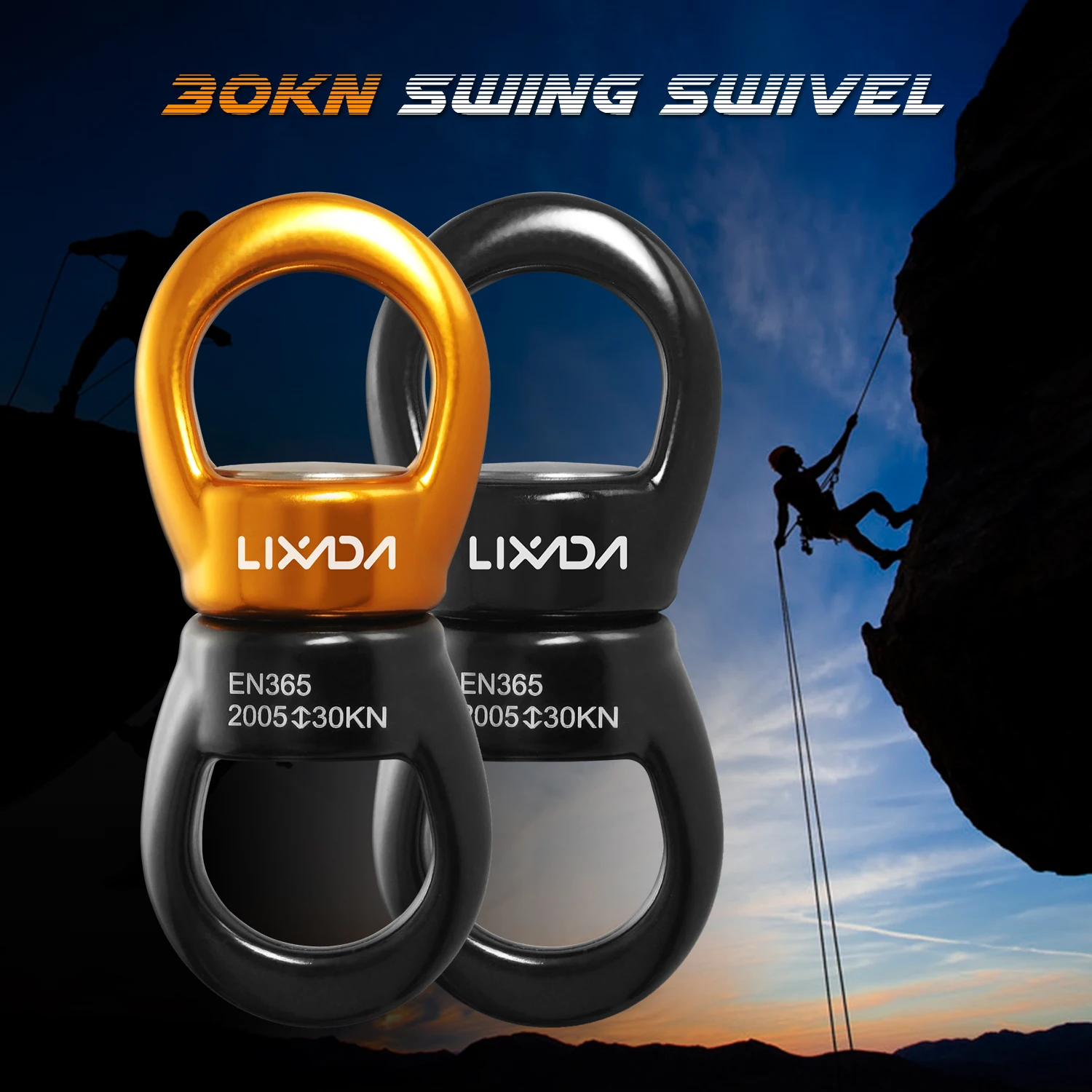 

Lixada Swing Swivel 30kN Safest Rotational Device Swing Spinner Carabiner Swivel Climbing Rope Swivels Aluminum Alloy