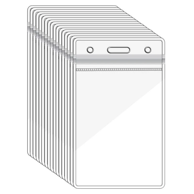 

100 Pcs Vertical Transparent Card Holder Transparent PVC Plastic Card Holder for Business Travel and Office Supplies