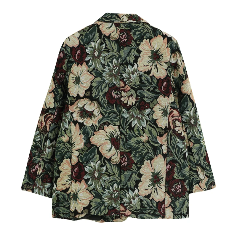 

Fashion Floral Print Vintage Blazer Women 2020 Autumn Winter Korean Loose Casual Coat Long Sleeves Pocket Outwear Female Jacket