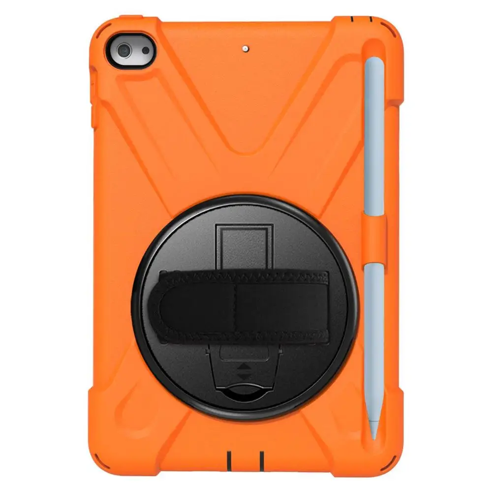 orange Детский противоударный чехол для iPad Mini 5 4, вращающийся на 360 градусов, прочный Чехол из поликарбоната с ремешком на руку, чехол-подставка для iPad Mini 4 5, чехол - Цвет: orange