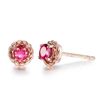 fashion stud earrings for women 925 silver jewelry with red zircon gemstone earrings wedding party gift accessories wholesale