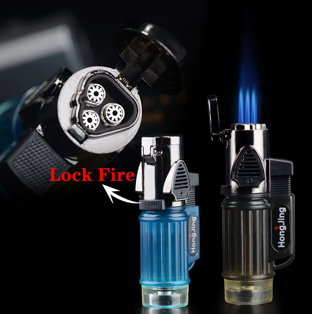 Креативная Бутановая газовая зажигалка. Три прямого струйного пламени.