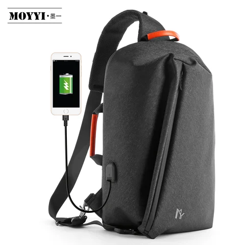Сумка-мессенджер MOYYI Мужская водоотталкивающая, саквояж кросс-боди с USB-зарядкой, чемоданчик на плечо для путешествий
