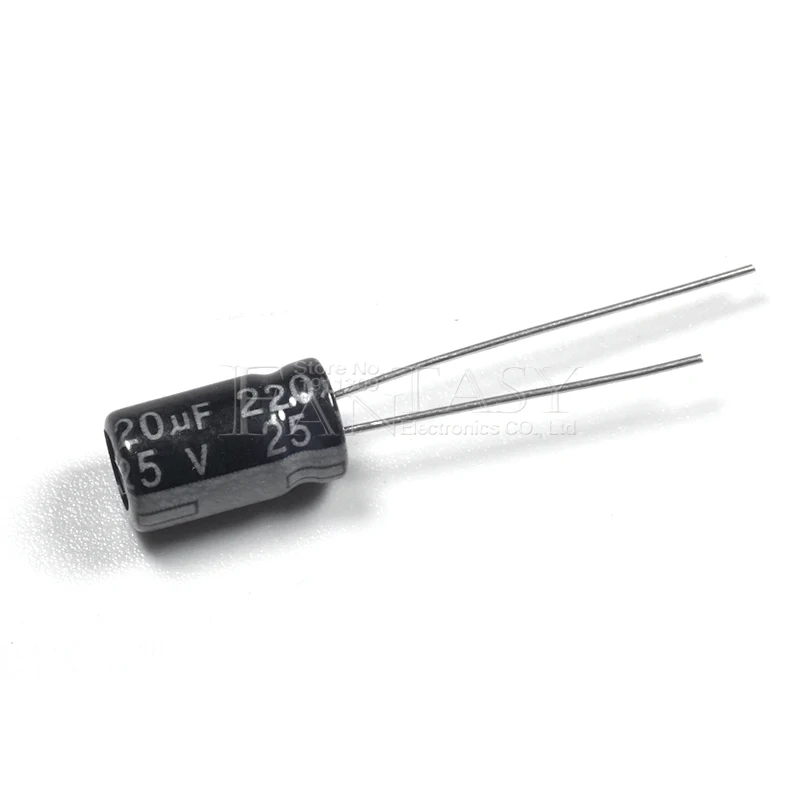 50 шт Высокое качество 25V220UF 6*12 мм 220 мкФ алюминиевая крышка 25В электролитический