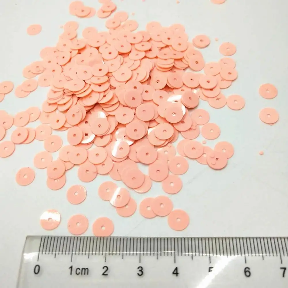 

50g (4000pcs) 6mm Solid Soft Pink Flat Round Sequins For Craft DIY Accessories With 1 Middle Hole