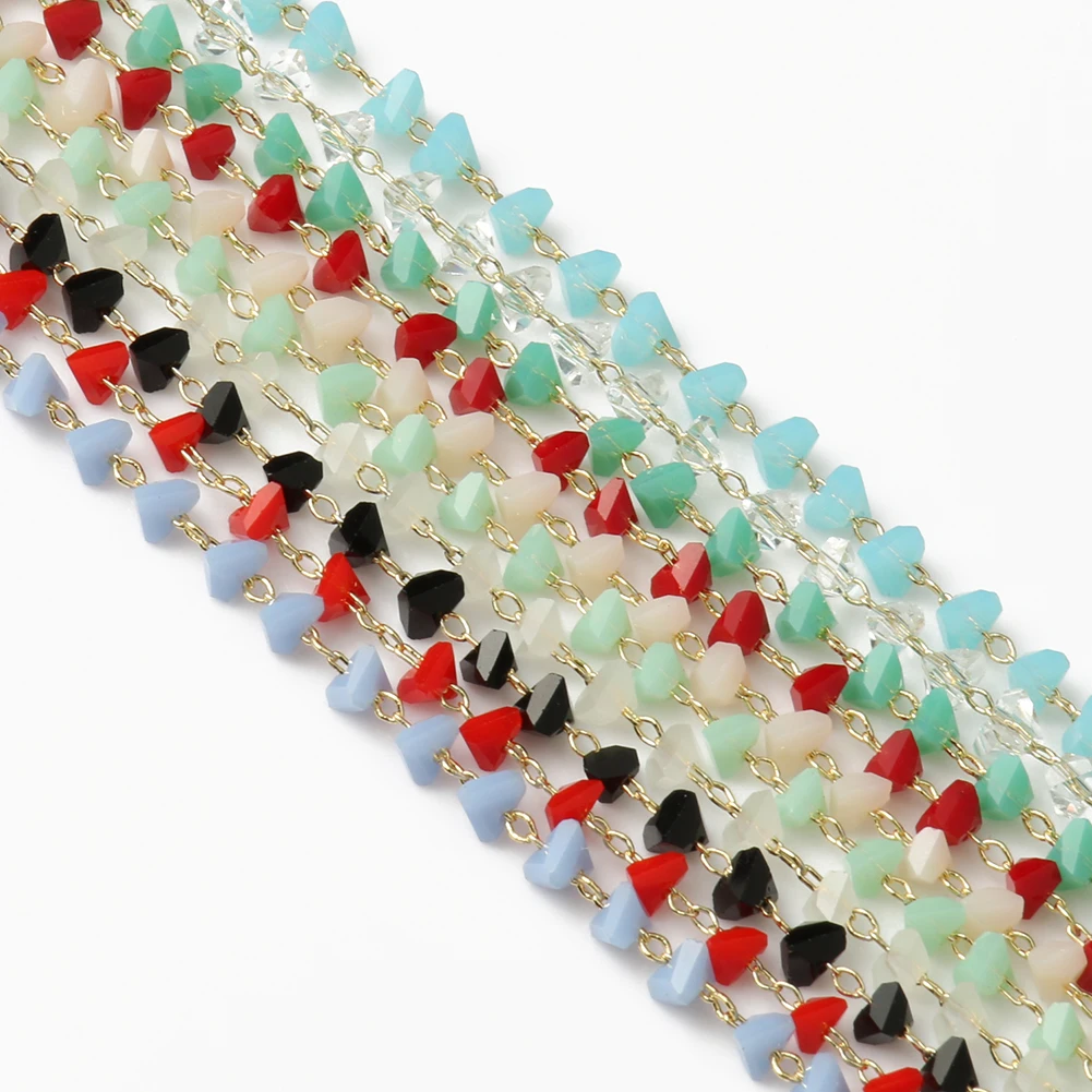 1 метр ручная работа золотой цвет проволока Розария цепь треугольные бусины цепи