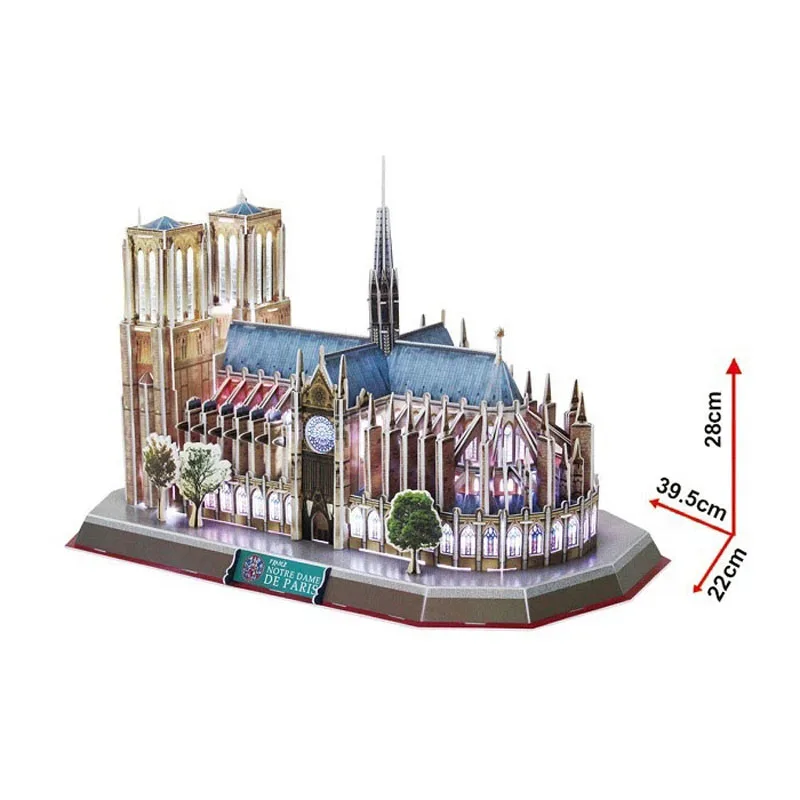 Новый светодиодный 3D трехмерный пазл Франции Notre Dame De модель Парижа для детей DIY