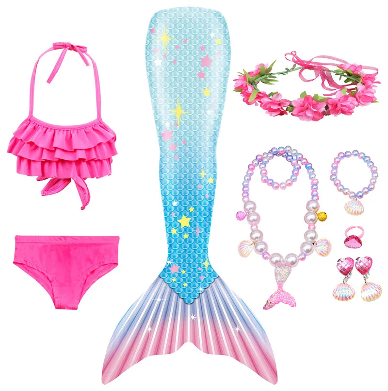 Купальник для девочек с хвостом русалки платье принцессы моноластом детский