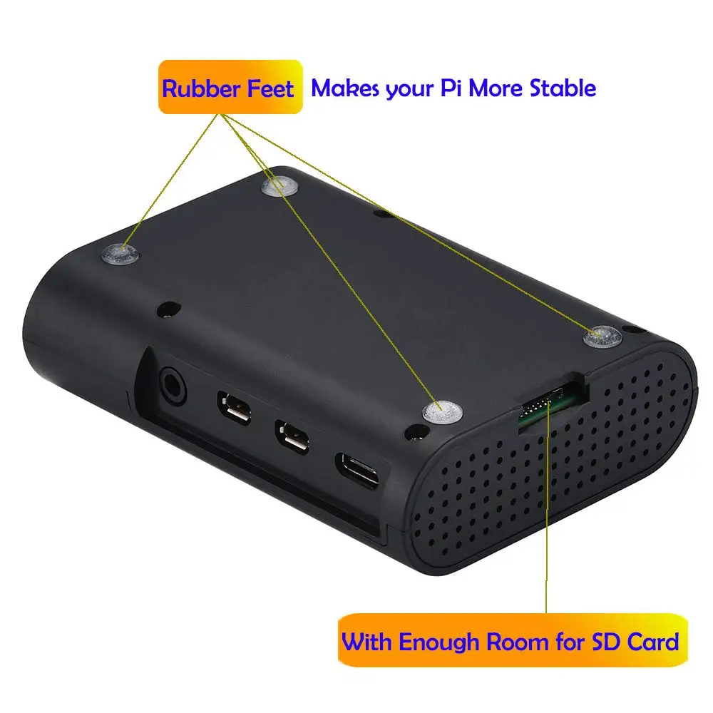 Чехол для Raspberry Pi 4 чехол с охлаждающим вентилятором радиатором Модель B черного и