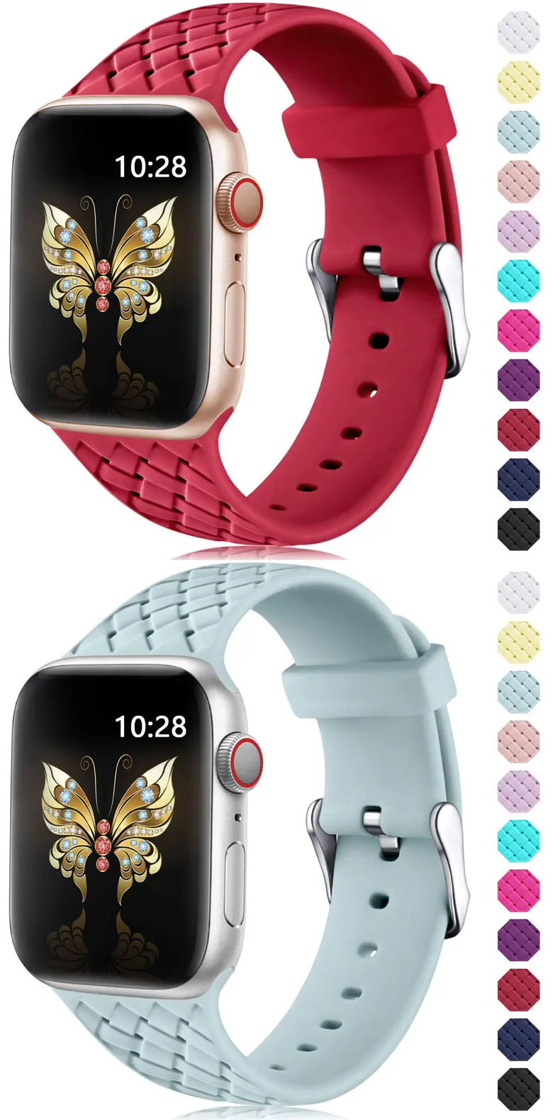 Силиконовый ремешок для apple watch 5 ремешок 44 мм 40 мм iwatch ремешок 42 мм 38 мм тканый узор ремешок для часов apple watch браслет 4 3 2 1