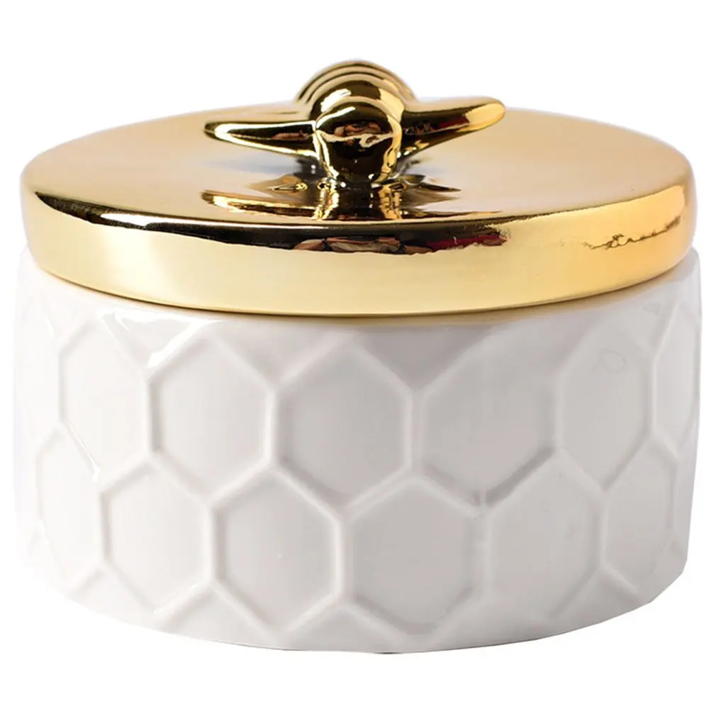 

Nordic style ceramic gold-plated bee jewelry box jewelry necklace ring storage box creative home decoration