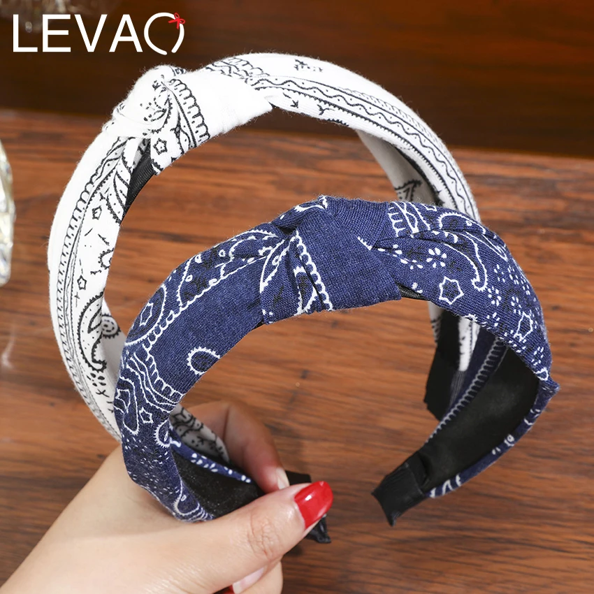 Женская завязанная повязка на волосы Levao Цветочная с принтом ободок голову обруч