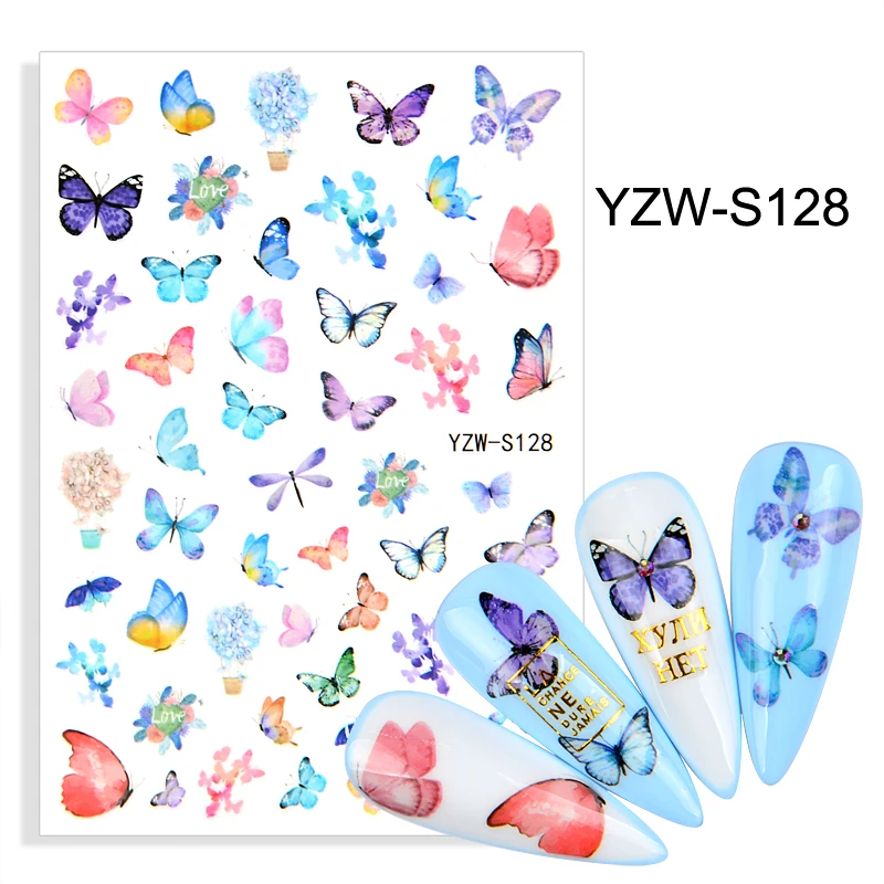 

1 Sheet Flamingo Rainforest Nail Art stickers Colorful Flowers Leaves Lion Animal Nails Decoration Decals