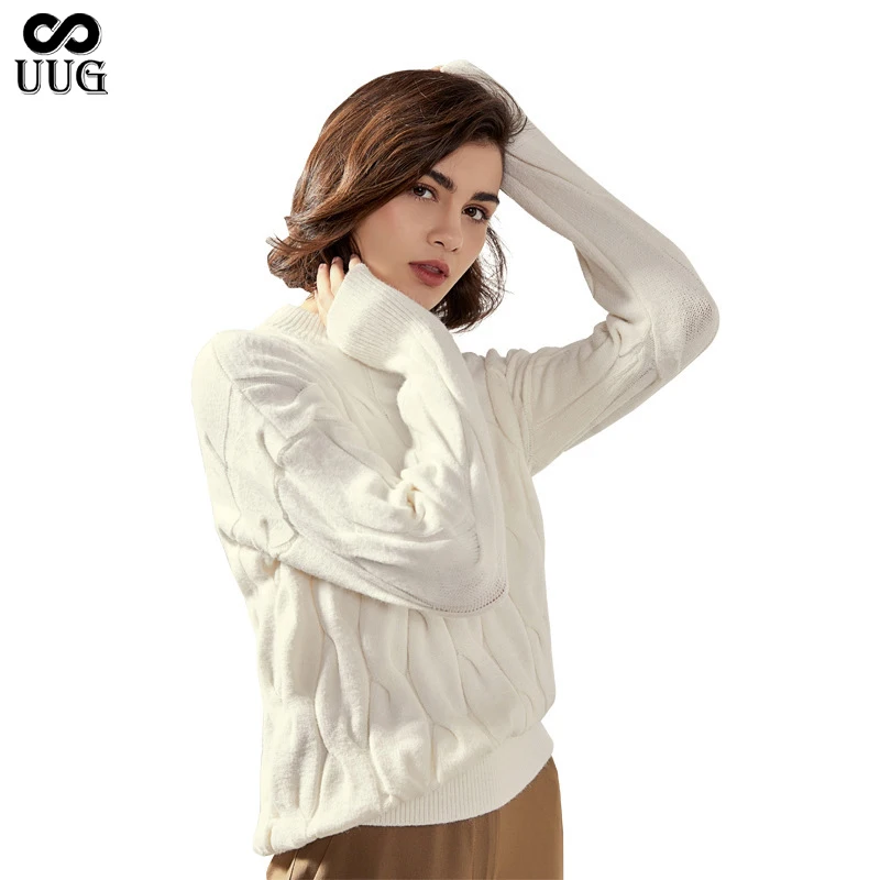 

UUG Autumn and winter new loose lazy round neck sweater women ins super fire sweater twist thickened long sweater