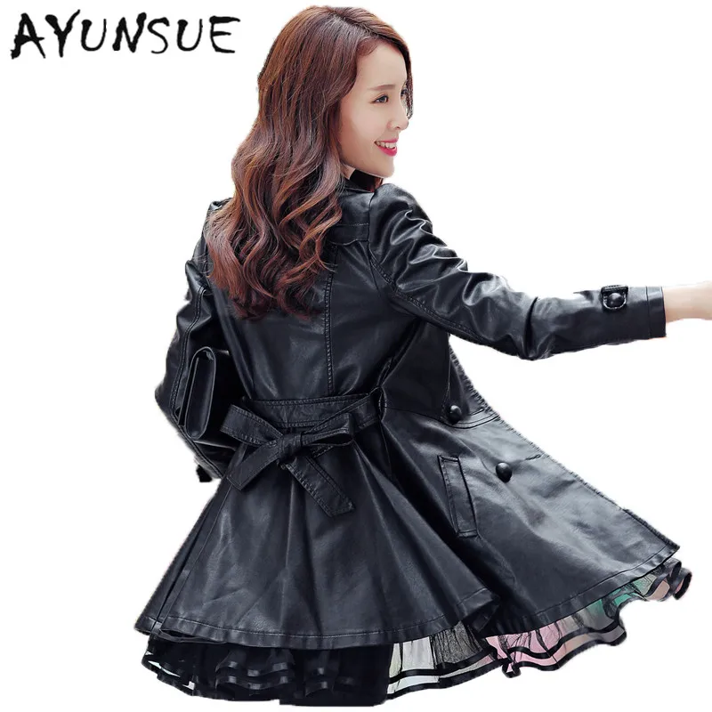 Куртка модная черная 7XL кружевная юбка пальто средней длины тонкая женская