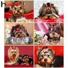 Алмазная живопись Huacan 5D сделай сам, мозаика с вышивкой собаки, йоркширского терьера, домашнее искусство, домашний декор