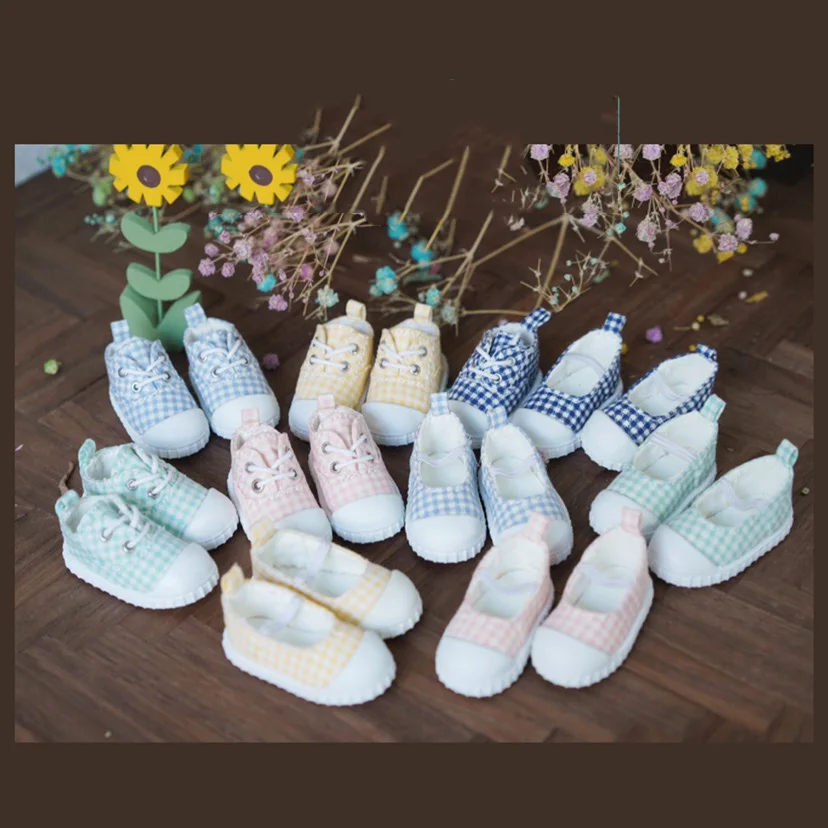 

BJD Doll Shoes Suitable for 1-6 size YOSD plaid cloth shoes single shoes canvas shoes all-match shoes Doll Accessories