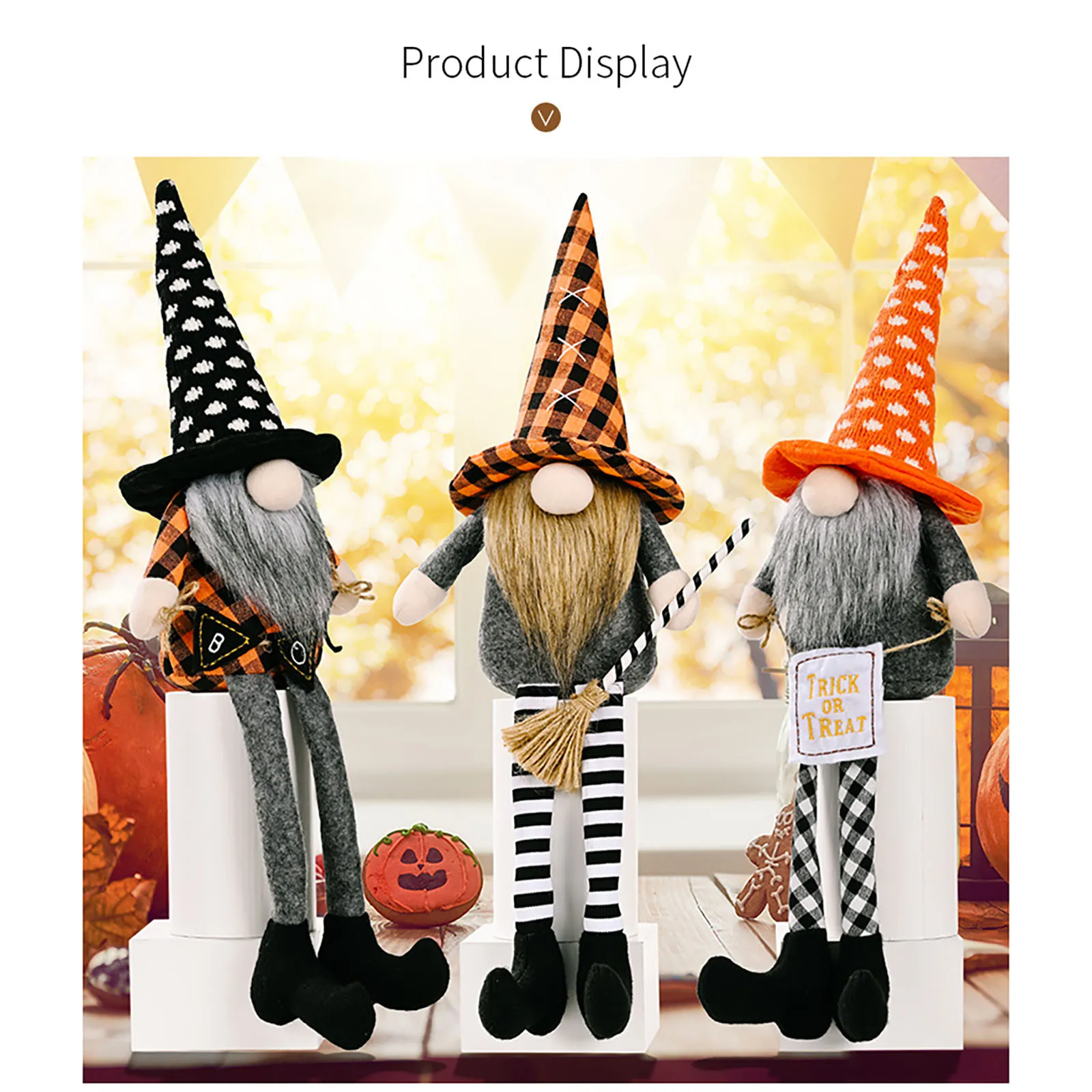 

New 2021 High Quality Safety Long-legged Couple Rudolph Faceless Black Orange Stripe Cute Dwarf Toys Accessories For Kids