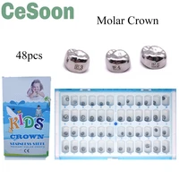 48 pcsbox preformed kids primary molar teeth crown stainless steel temporary crowns dental orthodontic material dentistry tool