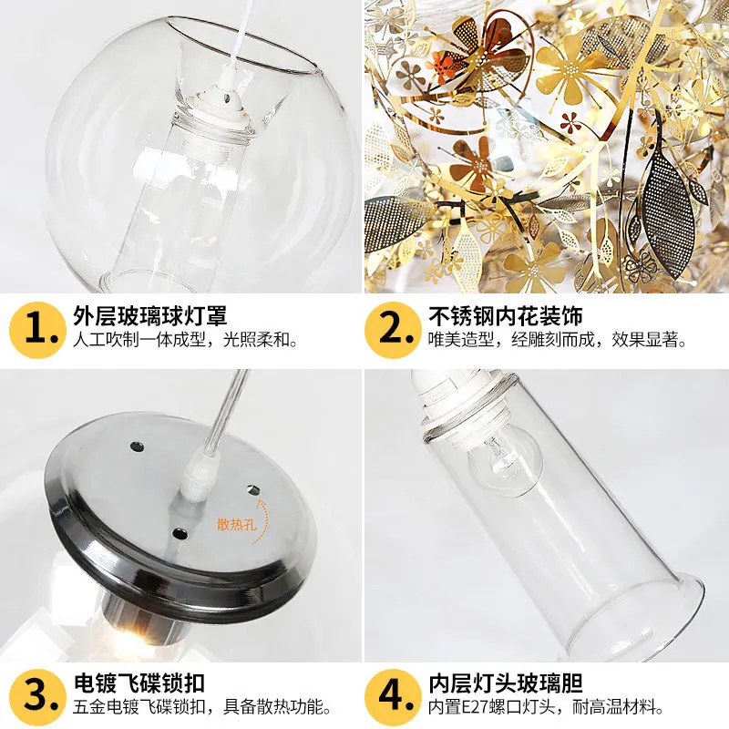 Светодиодные постсовременные скандинавские железные стеклянные пузырьки