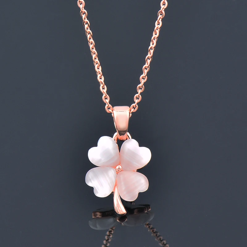 

SINLEERY Pink White Flower Opal Key Love Heart Pendants Necklace For Women Rose Gold Silver Color wedding accessories ZD1 SSP