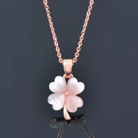 sinleery pink white flower opal key love heart pendants necklace for women rose gold silver color wedding accessories zd1 ssp