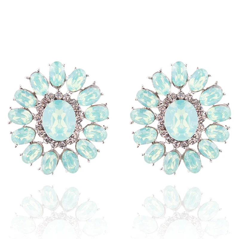 opal blue LUBOV, Кристальные стразы, серьги-гвоздики для женщин, ювелирные изделия для рождественской вечеринки, трендовые Свадебные ювелирные изделия, 4 цвета, новинка - Окраска металла: opal blue