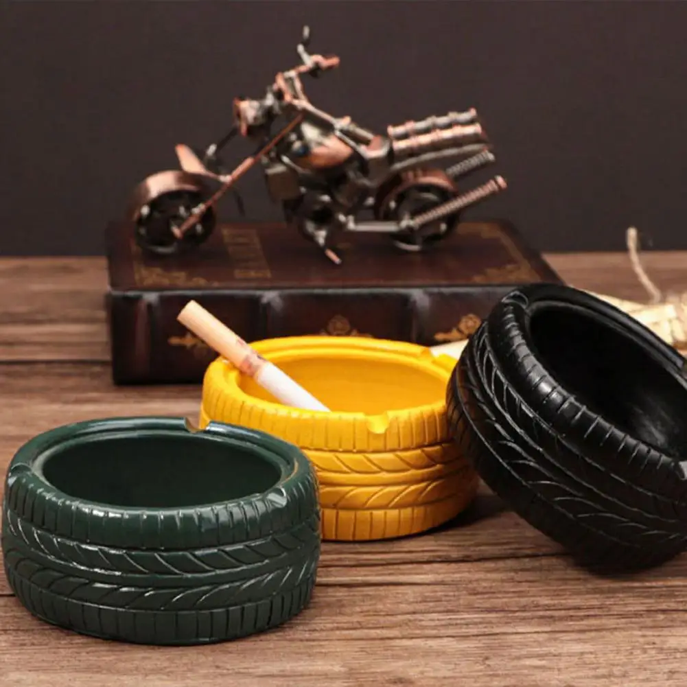 

Ashtray Tray Holder Retro Distressed Tire Resin Ashtray Ash Storage Case Desktop Decor Smoke Cup Holder Decorative Crafts