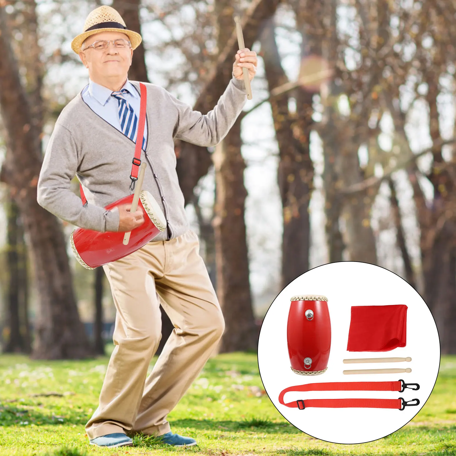 1 Set Percussion Instrument Cowhide Hand Drum Portable Multifunctional Supply for Children |