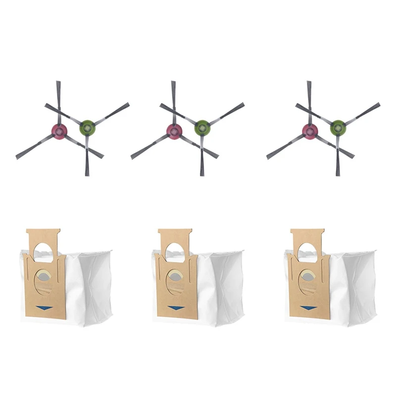 

For ECOVACS T9 POWER MAX AIVI Side Brush Dust Bags Robot Vacuum Cleaner Replacement Accessories 9 Pcs