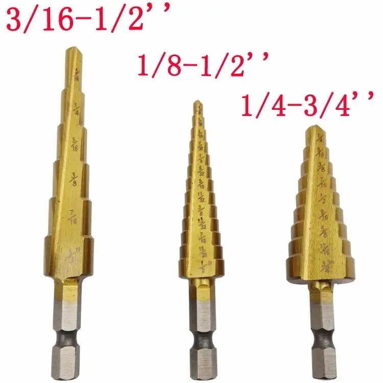 Комплект одежды из 3 предметов HSS 4241 Сталь 3/16 &quot-1/2&quot 1/4 &quot-3/4&quot 1/8 шаг конус Титан