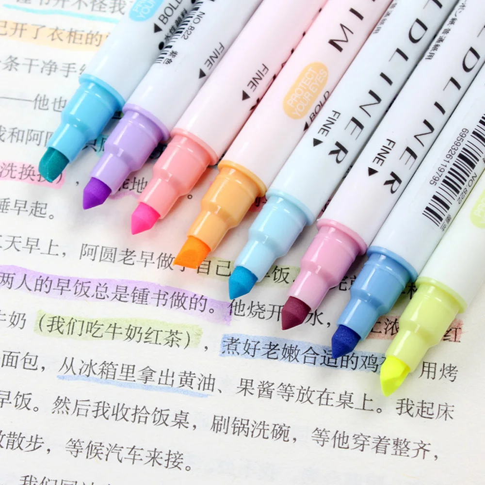 12 шт./партия хайлайтер канцелярские Мягкие накладки двуглавая флуоресцентная