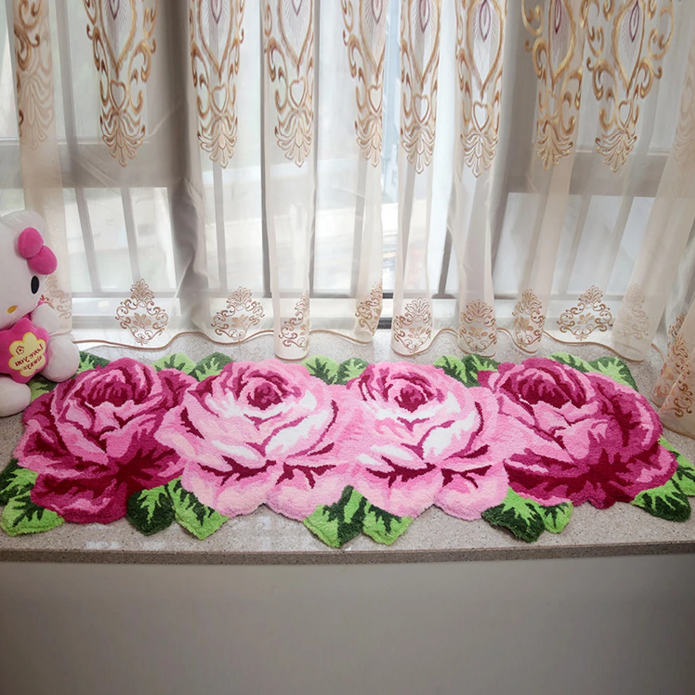 anti slip 3d rose carpet for living room bedroom bathroom rug soft shaggy plush washable area rug bath mat doormat red pink blue free global shipping