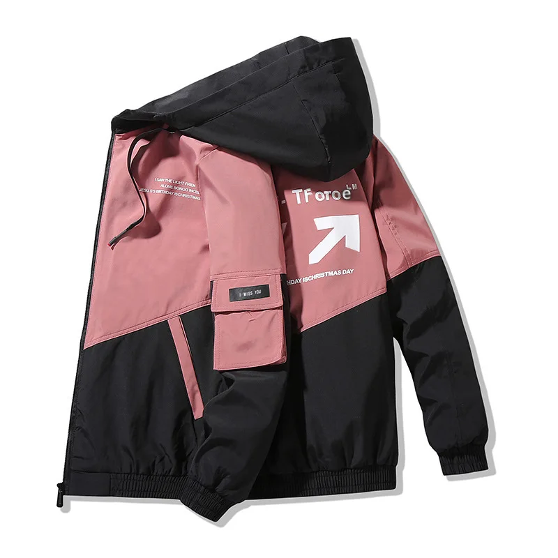 

2021 Spring and Autumn Clothes Men Jacket Size 3XL Outwear Hooded Wadded Coat Slim Parka Men's Hooded Fashion Printed Jacket
