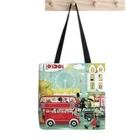 2021 shopper happy london tote bag print tote bag women harajuku shopper handbag girl shoulder shopping bag lady canvas bag