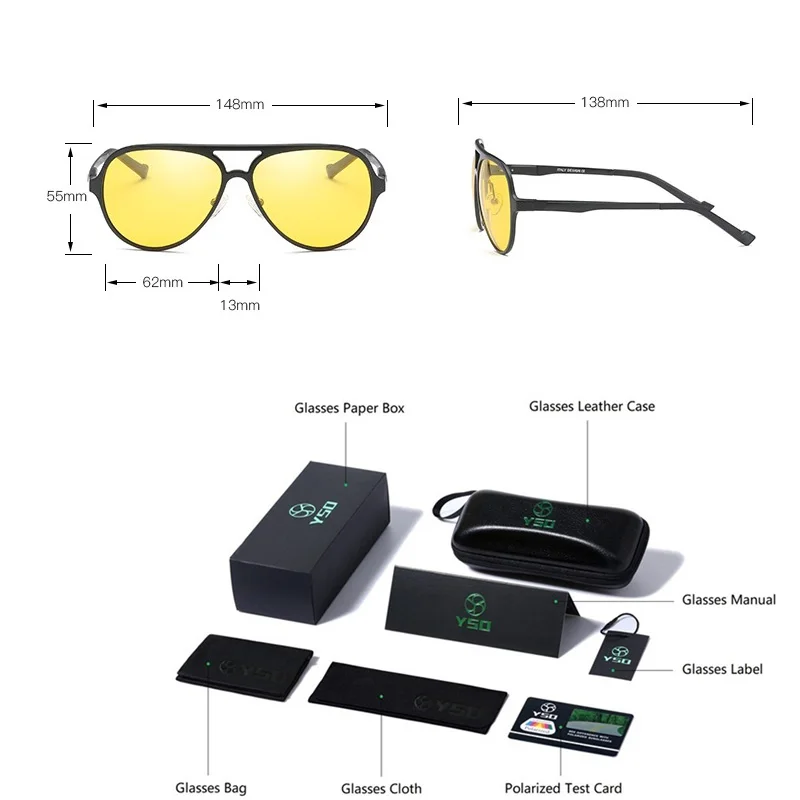 Очки ночного видения YSO для мужчин и женщин поляризационные желтые очки вождения