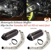 mt07 fz07 motorcycle exhaust full system for yamaha mt 07 fz 07 tracer 2014 2019 with muffler xsr700 2016 2019